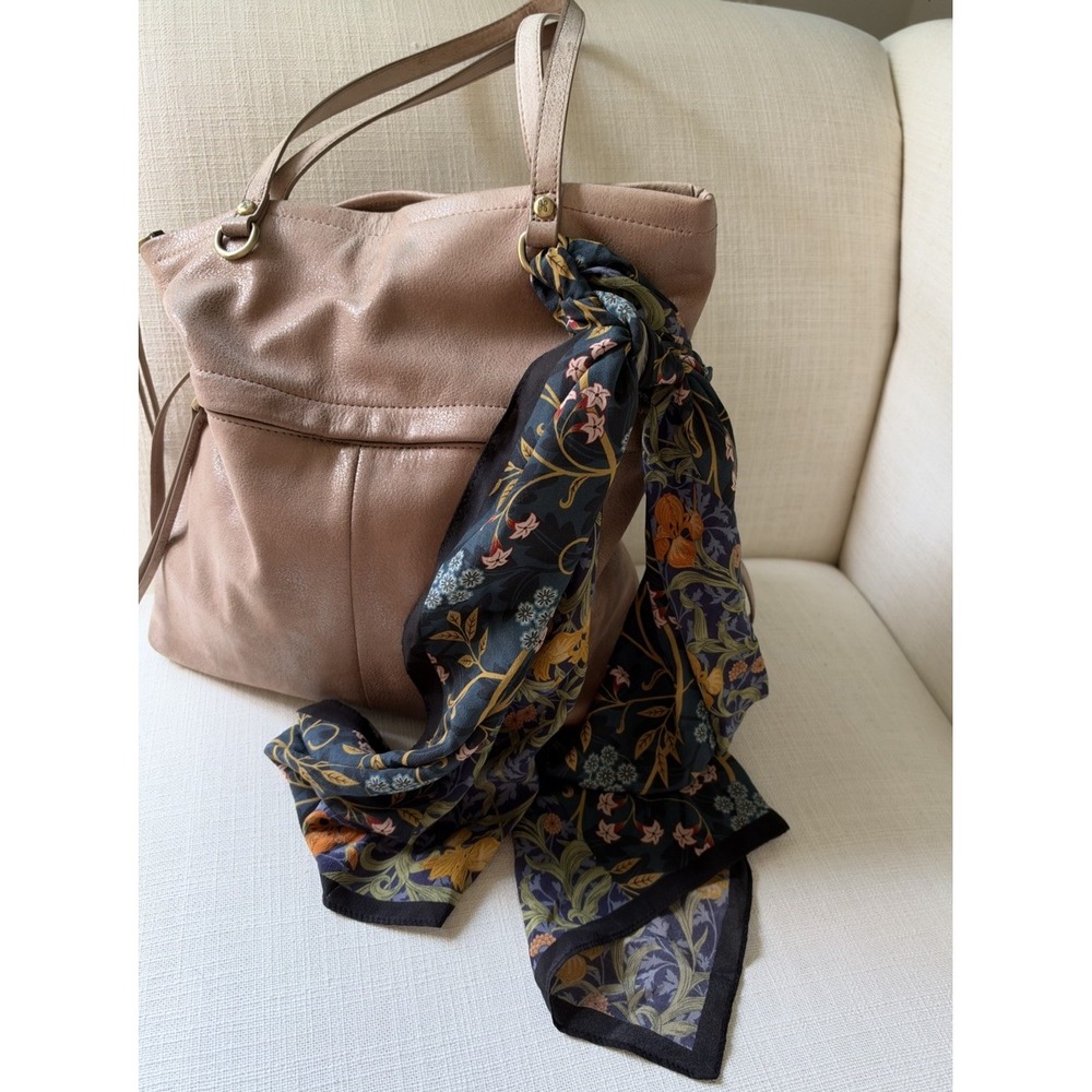 100% Silk Scarf William Morris Inspired Floral Bird Botanical Oblong Fall Inspo